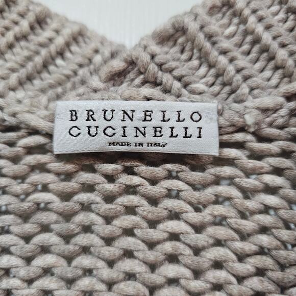 Brunello Cucinelli Chunky Cropped Knit Cardigan Sweater Taupe Size S - Picture 4 of 8